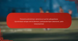 Pistoolimuodostelman valmennus nuorten jalkapallossa: Quarterback-taitojen kehittäminen, juoksijavalintojen tekeminen, pelin toteuttaminen