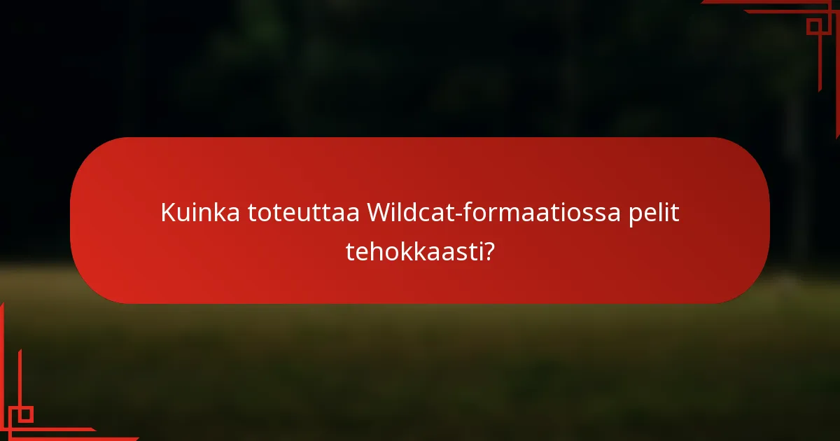 Kuinka toteuttaa Wildcat-formaatiossa pelit tehokkaasti?