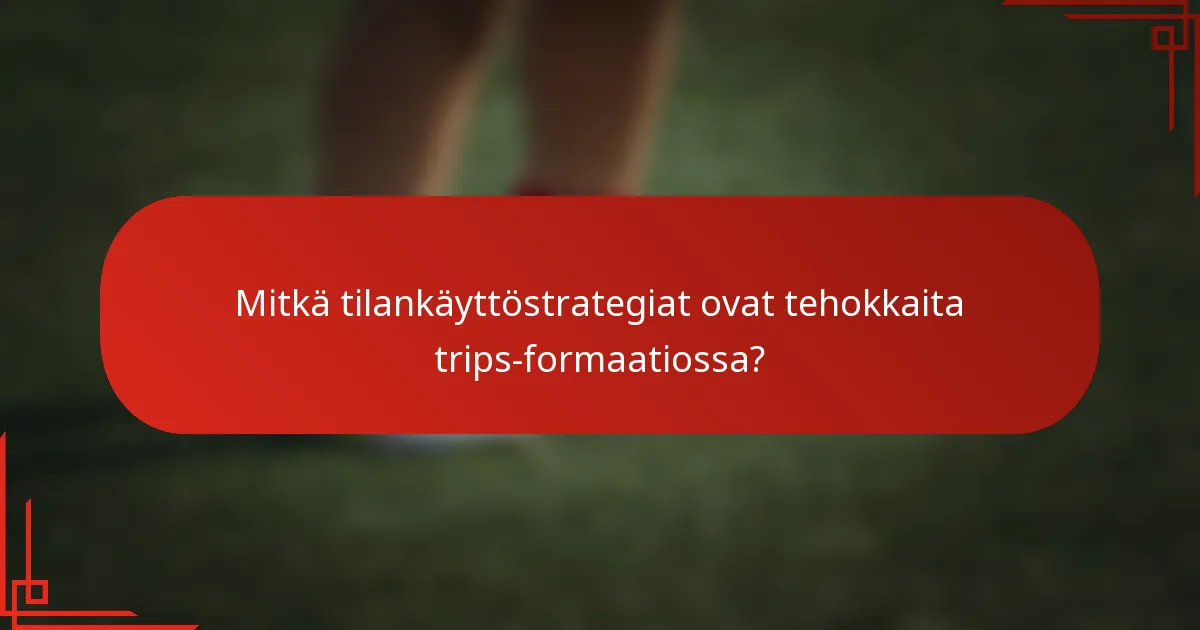 Mitkä tilankäyttöstrategiat ovat tehokkaita trips-formaatiossa?